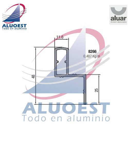 Perfil Aluar 8266 línea A40 - Guía mosquitero - Aluoest