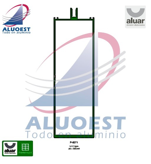 Perfil Aluar 8271 línea Frente Integral - Tubo 180MM - Aluoest
