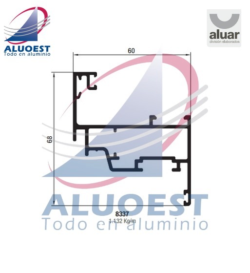 Perfil Aluar 8337 línea A40 - Hoja ventana de abrir / oscilobatiente - Aluoest