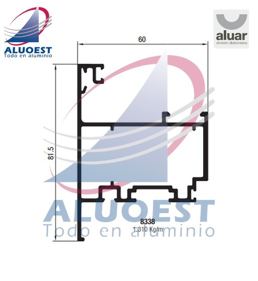 Perfil Aluar 8338 línea A40 - Hoja ventana desplazable - Aluoest