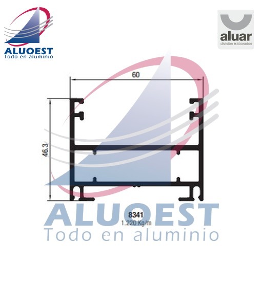Perfil Aluar 8341 línea A40 - Marco puerta vaivén - Aluoest