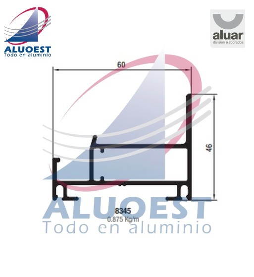 Perfil Aluar 8345 línea A40 - Marco ventana desplazable - Aluoest