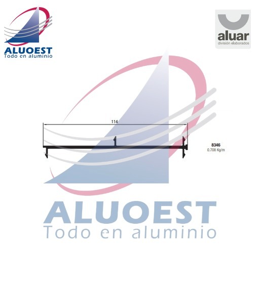Perfil Aluar 8346 línea A40 - Acople simple marcos 114 mm / marcos 114 mm a marcos 60 mm - Aluoest