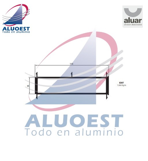 Perfil Aluar 8347 línea A40 - Acople reforzado marcos 114 mm / - Aluoest