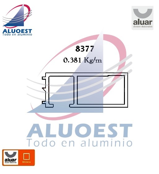 Perfil Aluar 8377 línea Módena - Premarco liviano - Aluoest