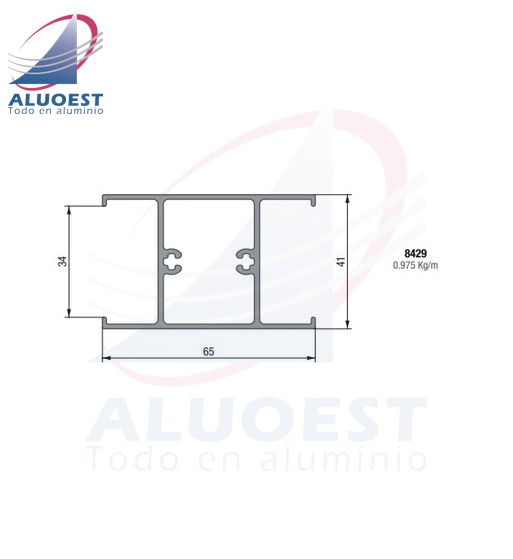 Perfil Aluar 8429 línea A40 - Travesaño hoja corte 90° DVH - Aluoest
