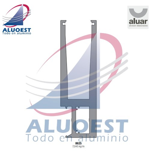 Perfil Aluar 8625 línea A40 Cristal - Baranda fijación lateral - Aluoest