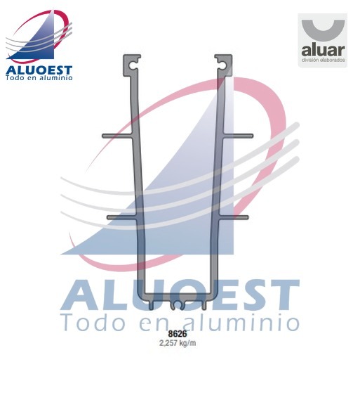 Perfil Aluar 8626 línea A40 Cristal - Baranda para embutir en hormigón - Aluoest