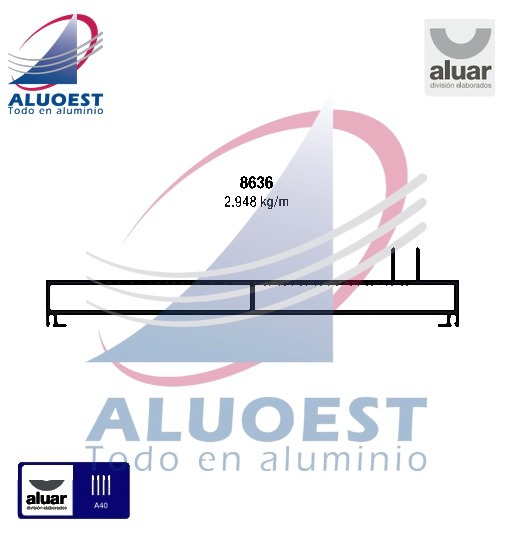 Perfil Aluar 8636 línea A40 - Jamba de marco 4 guías - Aluoest