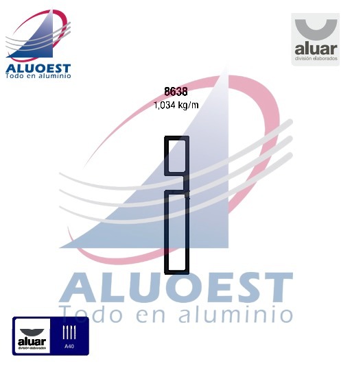 Perfil Aluar 8638 línea A40 - Perfil de unión para marcos - Aluoest
