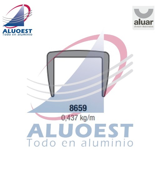 Perfil Aluar 8659 línea A40 Cristal - Terminacion Superior P/vidrio - Aluoest