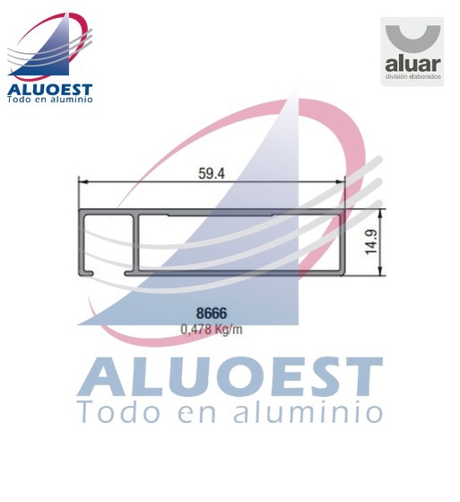 Perfil Aluar 8666 línea A40 - Premarco 60 mm (marcos 90 mm) - Aluoest
