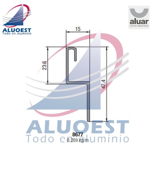 Perfil Aluar 8677 línea A40 - Guía mosquitero para aplicar - Aluoest