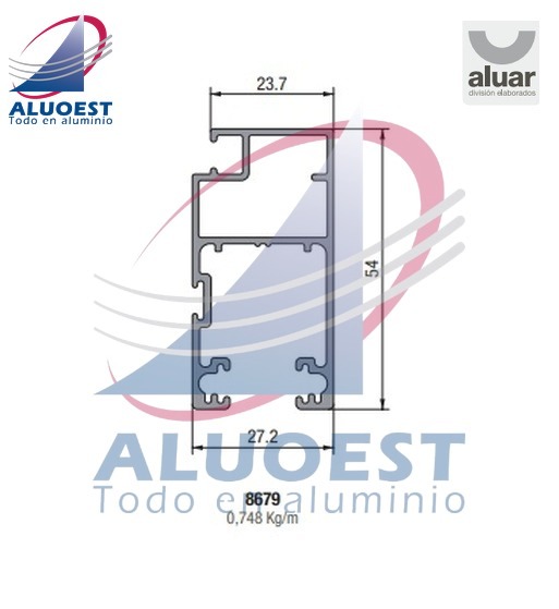 Perfil Aluar 8679 línea A40 - Hoja mosquitero - Aluoest