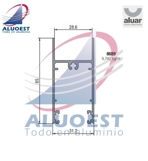 Perfil Aluar 8689 línea A40 Compact - Zócalo y cabezal de hoja corte a 90º para DVH - Aluoest