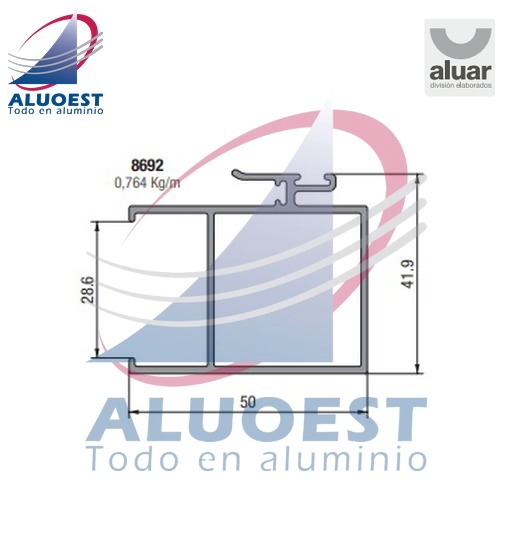 Perfil Aluar 8692 línea A40 Compact - Parante central de hoja corte a 90º para DVH - Aluoest