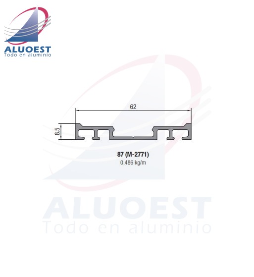Perfil Aluar 87 línea Complementarios - Tapa larguero techo vidriado - Aluoest