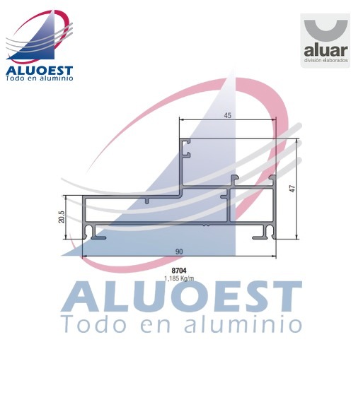 Perfil Aluar 8704 línea A40 Compact - Marco paño fijo / ventana de abrir / oscilobatiente / - Aluoest