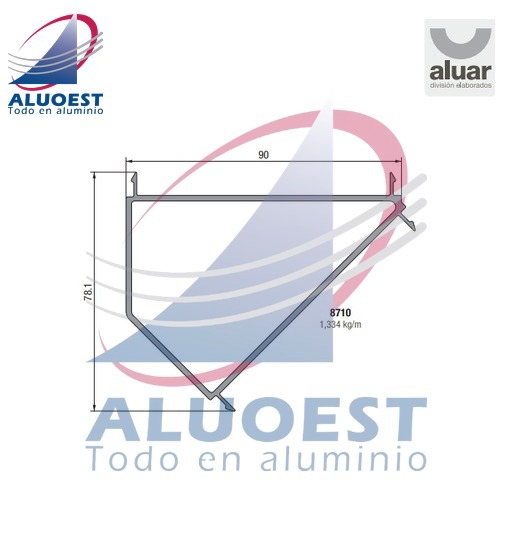 Perfil Aluar 8710 línea A40 Compact - Acople equina 135º para marcos de 90 mm - Aluoest