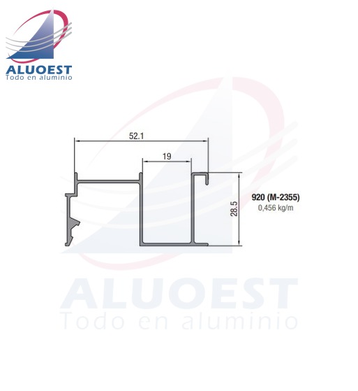 Perfil Aluar 920 - Guía de cortina común (M-2355) - Aluoest