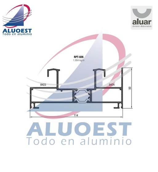 Perfil Aluar RPT-026 línea A40 RPT - Marco corrediza - Aluoest