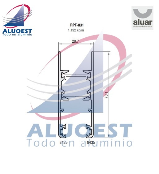 Perfil Aluar RPT-031 - Hoja corrediza - Aluoest
