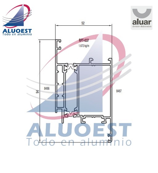 Perfil Aluar RPT-037 - Hoja puerta de rebatir - Aluoest