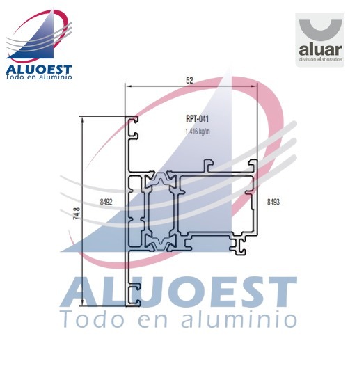 Perfil Aluar RPT-041 - Hoja ventana desplazable - Aluoest