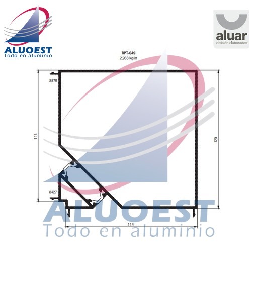 Perfil Aluar RPT-049 línea A40 RPT - (ext. 8578+int. 8427) - Aluoest