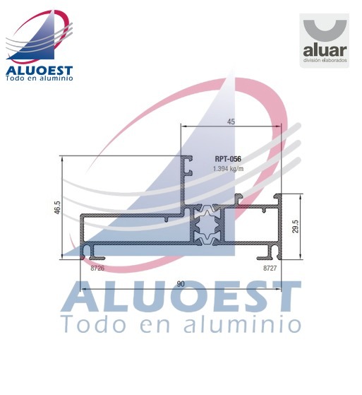 Perfil Aluar RPT-056 línea A40 Compact RPT - Marco PF / abrir / rebatir - Aluoest